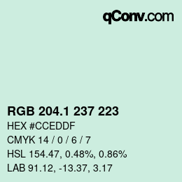 カラーコード: RGB 204.1 237 223 | qconv.com