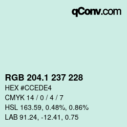 カラーコード: RGB 204.1 237 228 | qconv.com