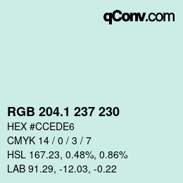 カラーコード: RGB 204.1 237 230 | qconv.com