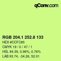 カラーコード: RGB 204.1 252.8 133 | qconv.com