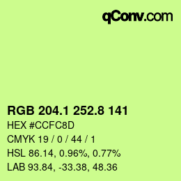 カラーコード: RGB 204.1 252.8 141 | qconv.com