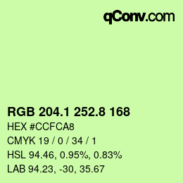 カラーコード: RGB 204.1 252.8 168 | qconv.com
