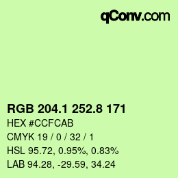 カラーコード: RGB 204.1 252.8 171 | qconv.com