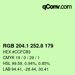 カラーコード: RGB 204.1 252.8 179 | qconv.com