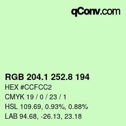 カラーコード: RGB 204.1 252.8 194 | qconv.com