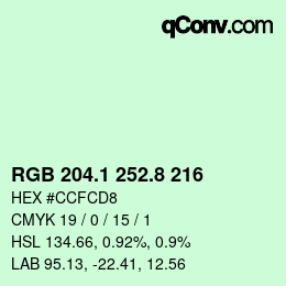 カラーコード: RGB 204.1 252.8 216 | qconv.com