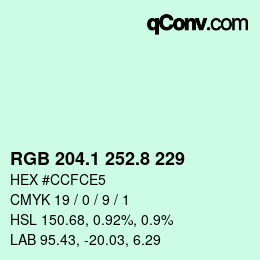 カラーコード: RGB 204.1 252.8 229 | qconv.com