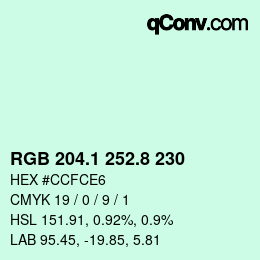 カラーコード: RGB 204.1 252.8 230 | qconv.com