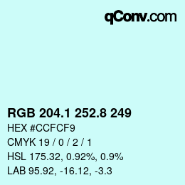 カラーコード: RGB 204.1 252.8 249 | qconv.com