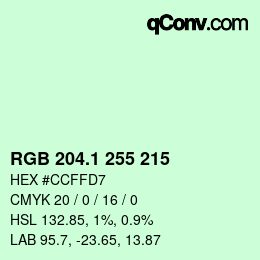 カラーコード: RGB 204.1 255 215 | qconv.com