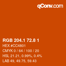 Color code: RGB 204.1 72.8 1 | qconv.com