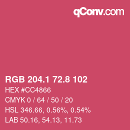 カラーコード: RGB 204.1 72.8 102 | qconv.com