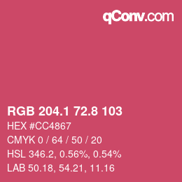 カラーコード: RGB 204.1 72.8 103 | qconv.com