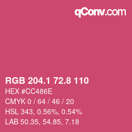 カラーコード: RGB 204.1 72.8 110 | qconv.com