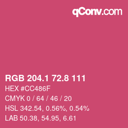 カラーコード: RGB 204.1 72.8 111 | qconv.com