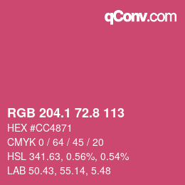 カラーコード: RGB 204.1 72.8 113 | qconv.com
