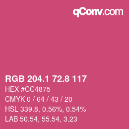 カラーコード: RGB 204.1 72.8 117 | qconv.com