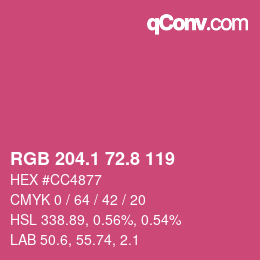 カラーコード: RGB 204.1 72.8 119 | qconv.com