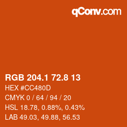 Color code: RGB 204.1 72.8 13 | qconv.com