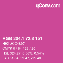 カラーコード: RGB 204.1 72.8 151 | qconv.com