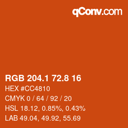 Color code: RGB 204.1 72.8 16 | qconv.com