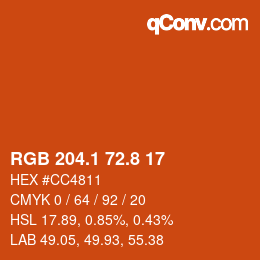 Farbcode: RGB 204.1 72.8 17 | qconv.com