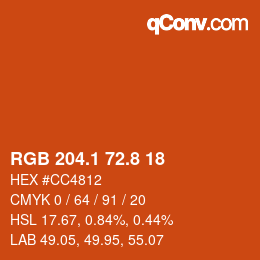 Color code: RGB 204.1 72.8 18 | qconv.com