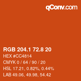 カラーコード: RGB 204.1 72.8 20 | qconv.com