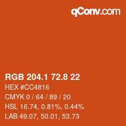 Color code: RGB 204.1 72.8 22 | qconv.com