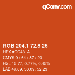 Color code: RGB 204.1 72.8 26 | qconv.com