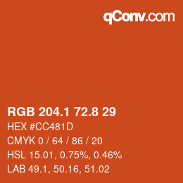 カラーコード: RGB 204.1 72.8 29 | qconv.com