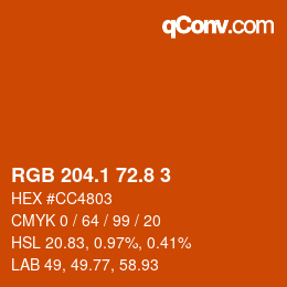 Color code: RGB 204.1 72.8 3 | qconv.com