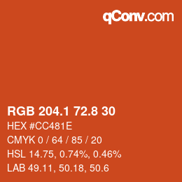 カラーコード: RGB 204.1 72.8 30 | qconv.com