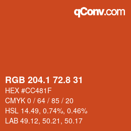 Color code: RGB 204.1 72.8 31 | qconv.com