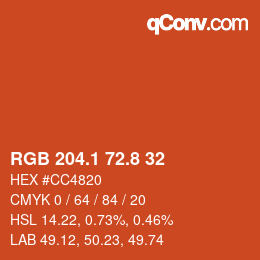 Farbcode: RGB 204.1 72.8 32 | qconv.com