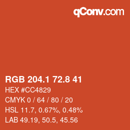 Color code: RGB 204.1 72.8 41 | qconv.com