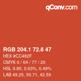 Color code: RGB 204.1 72.8 47 | qconv.com