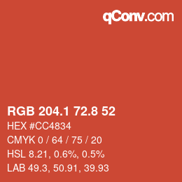 Color code: RGB 204.1 72.8 52 | qconv.com