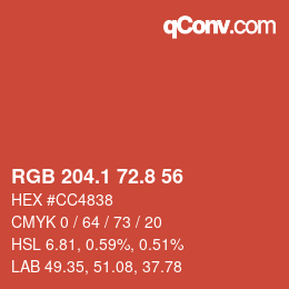 Color code: RGB 204.1 72.8 56 | qconv.com