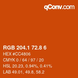 Color code: RGB 204.1 72.8 6 | qconv.com