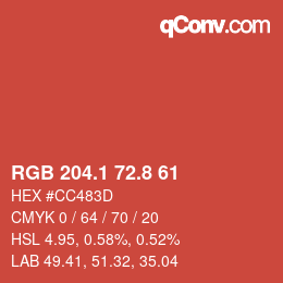 Color code: RGB 204.1 72.8 61 | qconv.com