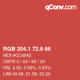 Color code: RGB 204.1 72.8 66 | qconv.com