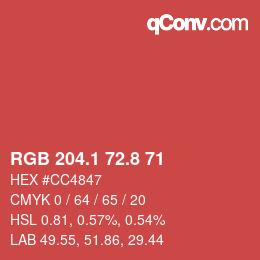 Color code: RGB 204.1 72.8 71 | qconv.com