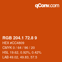 Color code: RGB 204.1 72.8 9 | qconv.com