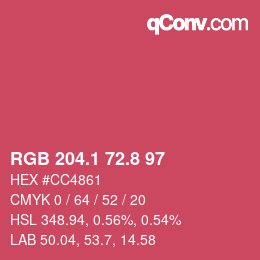 カラーコード: RGB 204.1 72.8 97 | qconv.com