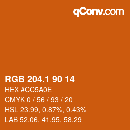 カラーコード: RGB 204.1 90 14 | qconv.com