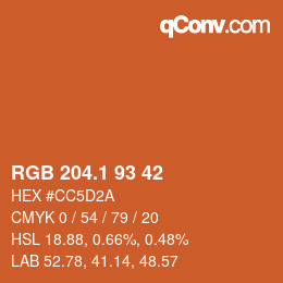カラーコード: RGB 204.1 93 42 | qconv.com