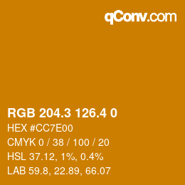カラーコード: RGB 204.3 126.4 0 | qconv.com