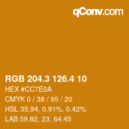 カラーコード: RGB 204.3 126.4 10 | qconv.com