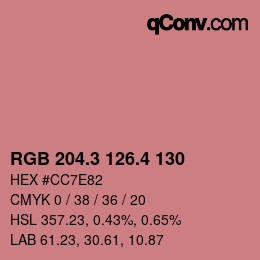 カラーコード: RGB 204.3 126.4 130 | qconv.com